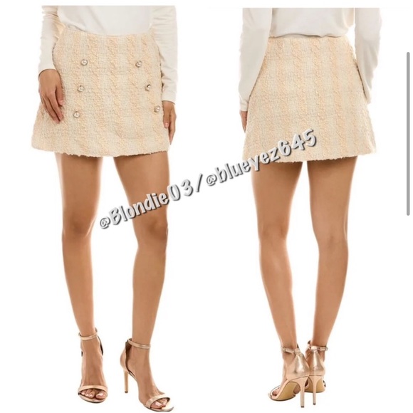 LoveShackFancy “Gibson” Peach Tree Houndstooth skirt in Harvest White 6 NWT - Picture 4 of 7